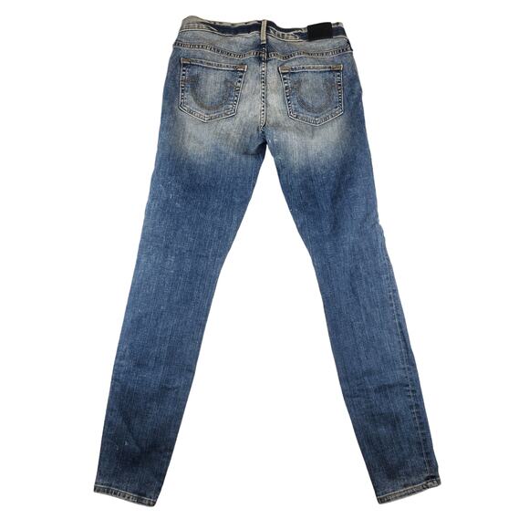 True Religion Jeans Womens 28 Vintage Y2k Gold Sequin Sparkly Casey Faded Skinny - Picture 2 of 12